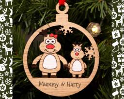 Single Mum Christmas Decoration, Personalised Bauble, Parent Ornament, Reindeer Boy Or Girl, Tree Santa - thumbnail 1