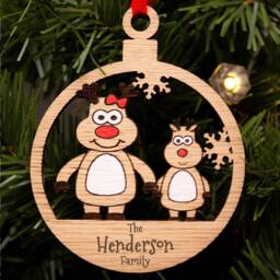 Single Mum Christmas Decoration, Personalised Bauble, Parent Ornament, Reindeer Boy Or Girl, Tree Santa - thumbnail 2