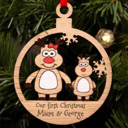 Single Mum Christmas Decoration, Personalised Bauble, Parent Ornament, Reindeer Boy Or Girl, Tree Santa - thumbnail 3