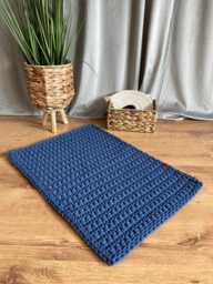 Custom Crochet Rug - Handmade Rectangle Carpet, Many Colors - thumbnail 1