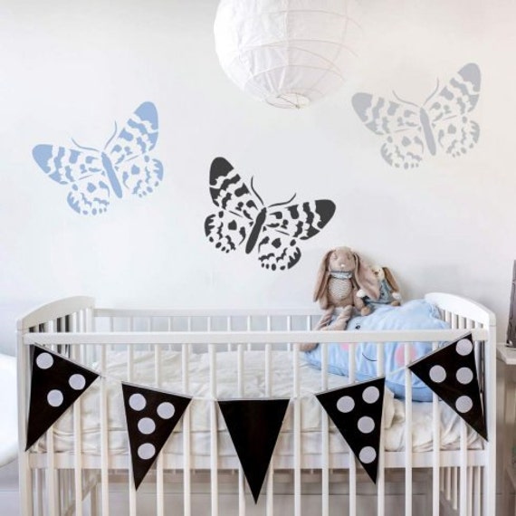 Blue Day Butterfly Wall Art Stencil - Size Medium Easy To Use For Diy Art- Better Than Decals - image 1