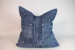 Hmong Pillow Navy Blue Sofa Cushions Decorative Throw Pillows Accent Ethnic Tribal Textiles Home Decor - thumbnail 1