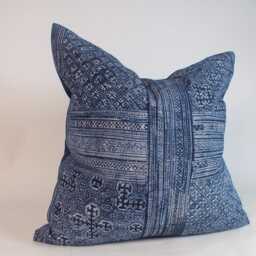 Hmong Pillow Navy Blue Sofa Cushions Decorative Throw Pillows Accent Ethnic Tribal Textiles Home Decor - thumbnail 2