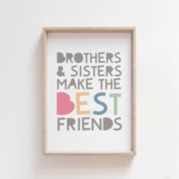 Set Of 3 Brother Sister Best Friends Prints, Rainbow Playroom Decor, Nursery Wall Art, Boys Bedroom Girls Decor - thumbnail 3