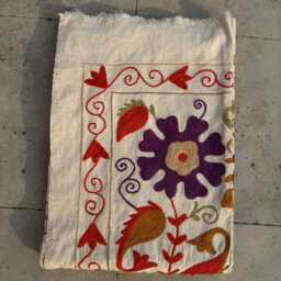 Cotton Suzani Quilt - Handmade Embroidery, Vibrant Boho Textile, Decorative Throw For Sofa Or Bedroom - thumbnail 4