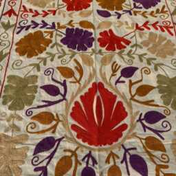 Cotton Suzani Quilt - Handmade Embroidery, Vibrant Boho Textile, Decorative Throw For Sofa Or Bedroom - thumbnail 3