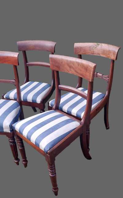 Set Of Four Rose Wood Antique Dining Chairs Recovered - image 1