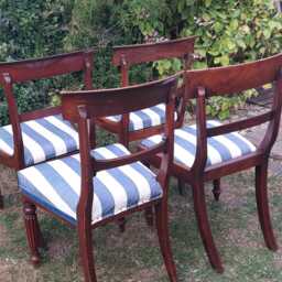 Set Of Four Rose Wood Antique Dining Chairs Recovered - thumbnail 3