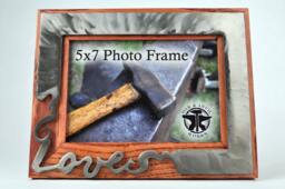 Picture Frame, Love, 5x7 Wood & Metal, Wedding Gift, Minimalist Modern Gift For Her, Mom, Oak Frame