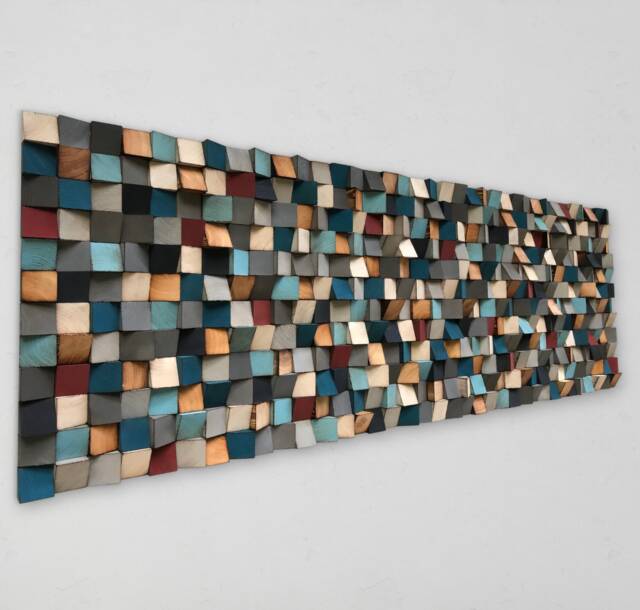 Reclaimed Wood Wall Art - Modern Geometric Sound Diffuser - image 1