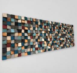 Reclaimed Wood Wall Art - Modern Geometric Sound Diffuser - thumbnail 1