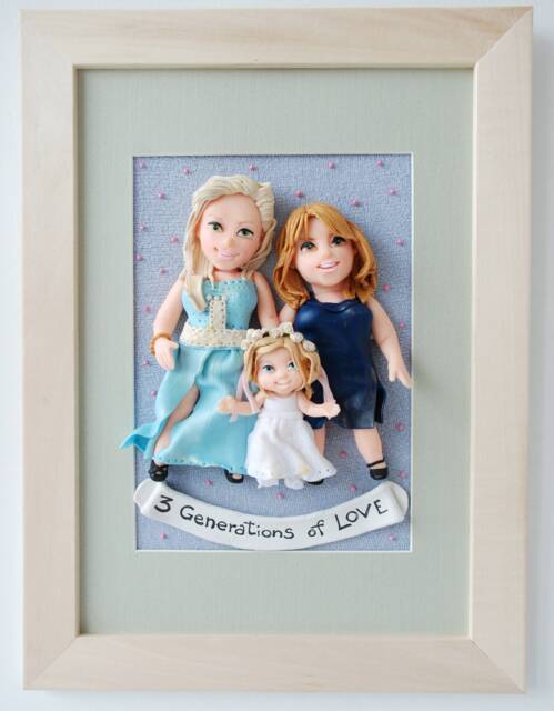 Three Generations Of Love Custom Portrait Sculpture Handmade Mothers Day Gift - image 1