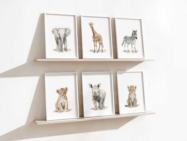 Choose Your Own Safari Jungle Animal - Set Of Unframed Prints Elephant Giraffe Zebra Lion Tiger Monkey A4 A3 Nursery Neutral - image 1