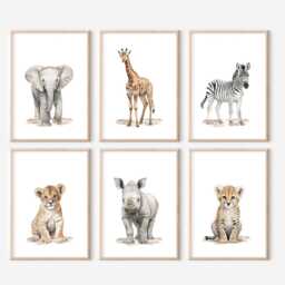 Choose Your Own Safari Jungle Animal - Set Of Unframed Prints Elephant Giraffe Zebra Lion Tiger Monkey A4 A3 Nursery Neutral - thumbnail 3