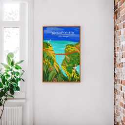 Carrick-A-Rede Rope Bridge Art Print Ireland Travel Poster - thumbnail 2