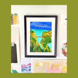 Carrick-A-Rede Rope Bridge Art Print Ireland Travel Poster - thumbnail 3