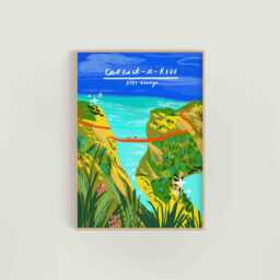 Carrick-A-Rede Rope Bridge Art Print Ireland Travel Poster - thumbnail 1