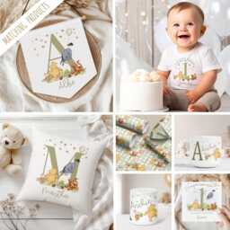 Personalised Winnie The Pooh Name Cushion - Custom Birthday Gift Christening Baby Shower Baptism Memory Box Bd189 - thumbnail 2