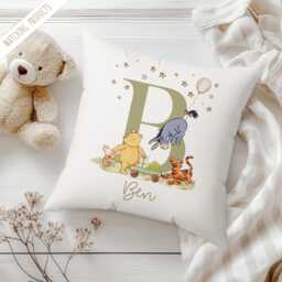 Personalised Winnie The Pooh Name Cushion - Custom Birthday Gift Christening Baby Shower Baptism Memory Box Bd189 - thumbnail 1