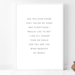 You're My Hero, Wind Beneath Wings - Wall Print Home Decor Gift Bespoke Poster A5 A4 A3 Framed - thumbnail 3
