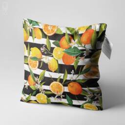Cushion Cover With Orange & Lemon & Black Striped - Double Sided Printing On Soft Chenille Fabric Multi Size Options Oeko-Tex?? - thumbnail 3