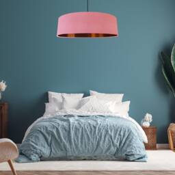 Extra Large Light Pink Velvet Lampshade With Copper Lining - thumbnail 2
