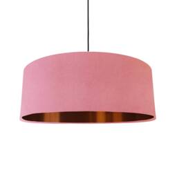 Extra Large Light Pink Velvet Lampshade With Copper Lining - thumbnail 1