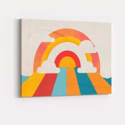Abstract Rainbow Path Geometric Landscape Modern Canvas Wall Art Print Decor Picture Ready To Hang - thumbnail 4