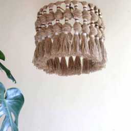 Handwoven Jute Boho Pendant Light, Unique Chandelier, Ceiling Light Fixtures For Hotels, Restaurants, & Caf??s , Macrame Tassel Lampshade - thumbnail 3