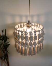 Handwoven Jute Boho Pendant Light, Unique Chandelier, Ceiling Light Fixtures For Hotels, Restaurants, & Caf??s , Macrame Tassel Lampshade - thumbnail 1