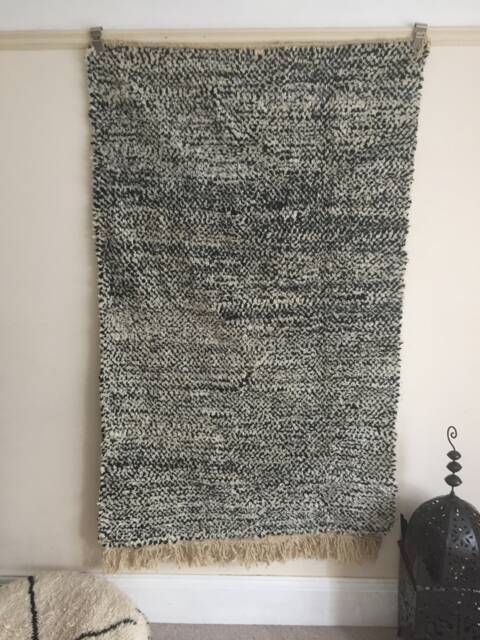 Beni Ourain Rug - Moroccan Handwoven Rug, Pure Wool, Black With Ivory/117 X 197 cm 3.83 6.46 Ft Code 110 No Return - image 1