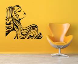 Woman Wall Art Minimalist Beautiful Woman Beauty Salon Decor Hair Decal