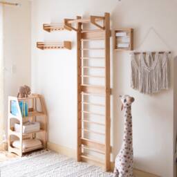 Climbing Wall With Slide, Toddler Game Room, Montessori Furniture, Educational Toys, Indoor Playground, Swedish Ladder, Kids Climber Gym - thumbnail 3