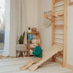 Climbing Wall With Slide, Toddler Game Room, Montessori Furniture, Educational Toys, Indoor Playground, Swedish Ladder, Kids Climber Gym - thumbnail 2