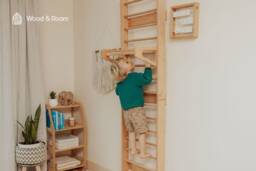 Climbing Wall With Slide, Toddler Game Room, Montessori Furniture, Educational Toys, Indoor Playground, Swedish Ladder, Kids Climber Gym - thumbnail 1