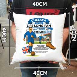 Personalised Retro Chelsea Fc Fan Cushion. With Any Name. Football Fan Cushion Cfc - thumbnail 2