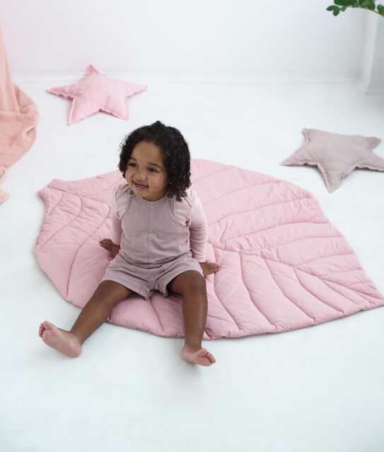 Leaf Baby Play Mat - Organic Cotton Nursery Rug Reversible Tummy Time - image 1