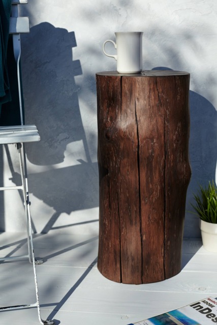 Rustic Wood Stump Table Outdoor Patio Decor, Cabin Stool - image 1