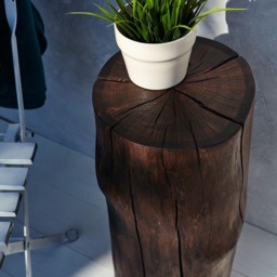 Rustic Wood Stump Table Outdoor Patio Decor, Cabin Stool - thumbnail 2