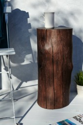 Rustic Wood Stump Table Outdoor Patio Decor, Cabin Stool - thumbnail 1