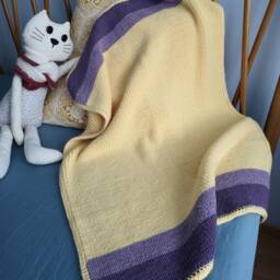 Baby Blanket, Handknit Blanket, Wool Plaid, Newborn Gift - thumbnail 3