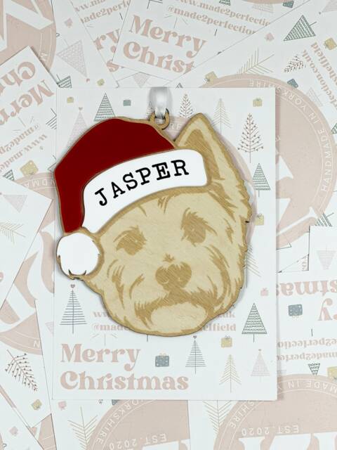 Personalised Westie Christmas Ornament - Dog Bauble, Wood & Acrylic - image 1
