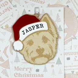 Personalised Westie Christmas Ornament - Dog Bauble, Wood & Acrylic - thumbnail 2
