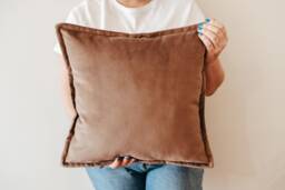Mink Beaver Brown Velvet Cushion Cover - thumbnail 1
