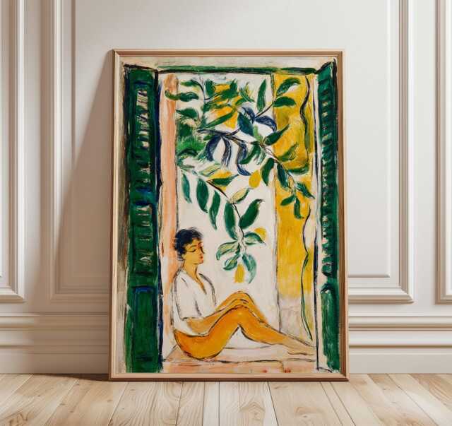 Woman By The Green Window Poster, Modern Impressionist Wall Art Print, Elegant Figurative Decor, Fine For Living Room, Abstract Painting - image 1