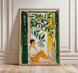 Woman By The Green Window Poster, Modern Impressionist Wall Art Print, Elegant Figurative Decor, Fine For Living Room, Abstract Painting - thumbnail 1