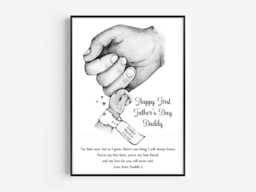 Personalised First Father's Day Daddy's Print Fist Hands One Child Only Unframed - thumbnail 1