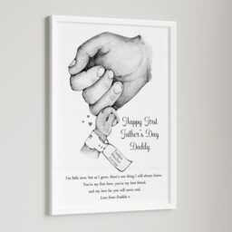 Personalised First Father's Day Daddy's Print Fist Hands One Child Only Unframed - thumbnail 3