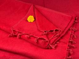 Handmade Red Yak Wool Blanket Oversized Meditation Shawl Wrap