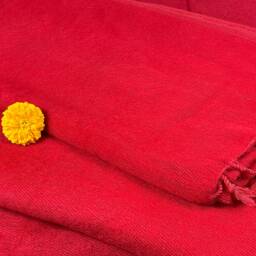 Handmade Red Yak Wool Blanket Oversized Meditation Shawl Wrap - thumbnail 3
